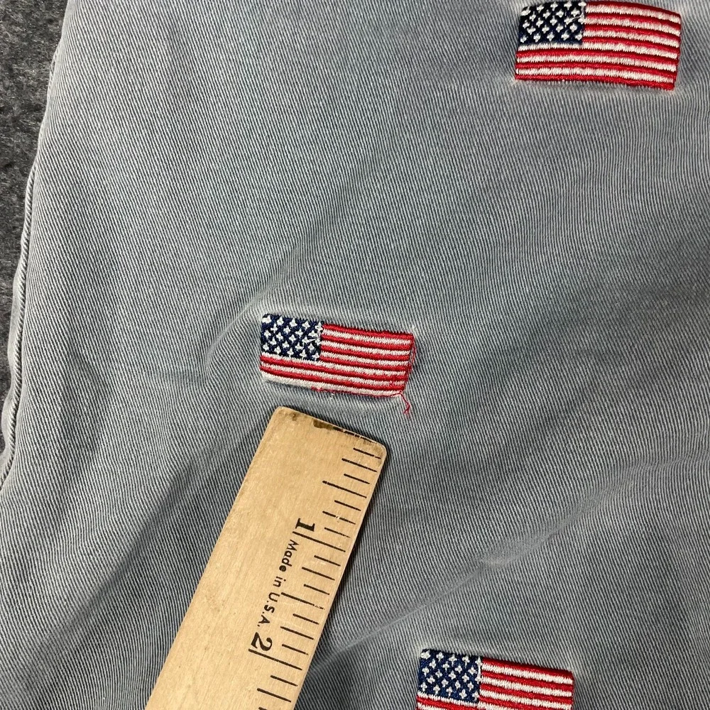 Orivis Shorts Mens 40 Blue Faded Flat Front USA Flag Embroidered Retro‎ Fishing